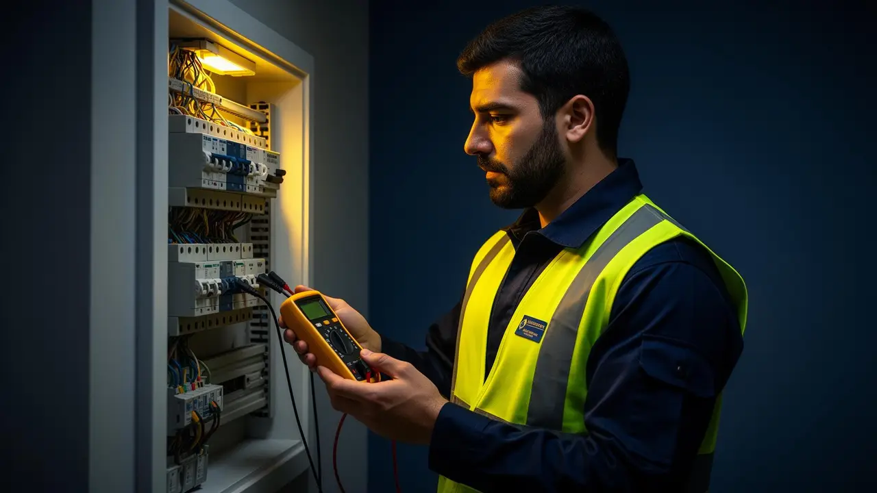 Eletricista JC Soluções fazendo manutenção em quadro elétrico residencial na Lapa SP